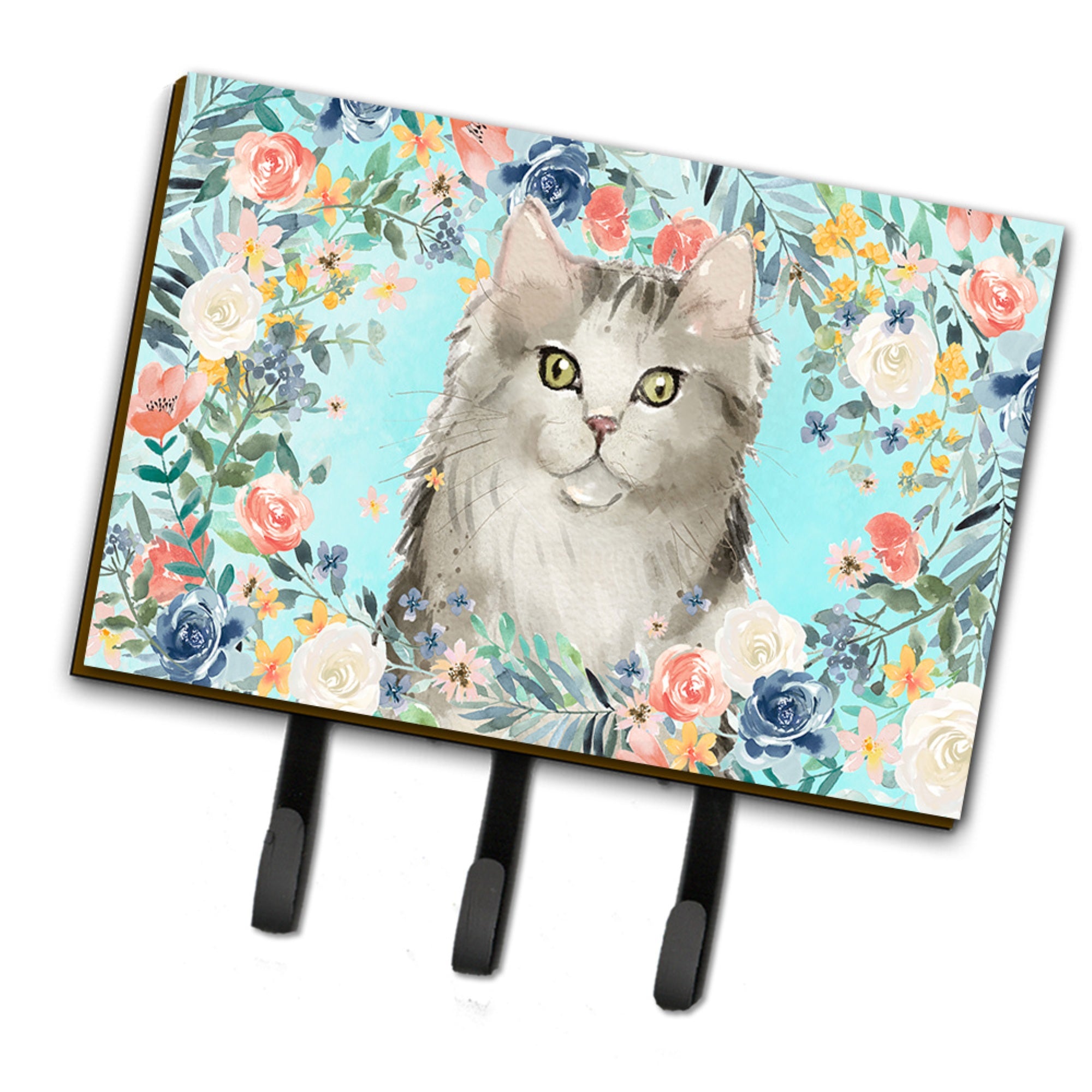 Caroline'S Treasures Ragamuffin Spring Flowers Leash Or Key Holder Hooks, Multicolor
